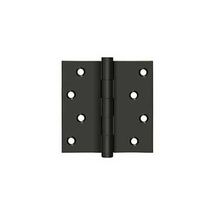 Deltana [DSB410B-RZ] Solid Brass Door Butt Hinge - Button Tip - Square Corner - Zig-Zag - Residential - Oil Rubbed Bronze Finish - Pair - 4&quot; H x 4&quot; W