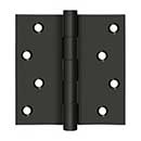Deltana [DSB410B-RZ] Solid Brass Door Butt Hinge - Button Tip - Square Corner - Zig-Zag - Residential - Oil Rubbed Bronze Finish - Pair - 4" H x 4" W
