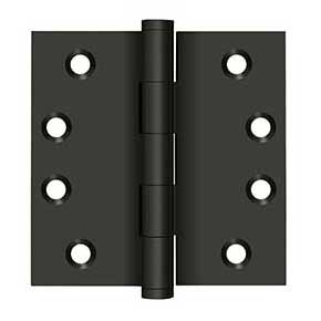 Deltana [DSB410B] Solid Brass Door Butt Hinge - Button Tip - Square Corner - Oil Rubbed Bronze Finish - Pair - 4" H x 4" W