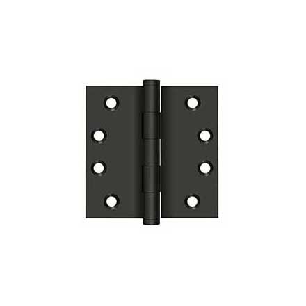 Deltana [DSB410B] Solid Brass Door Butt Hinge - Button Tip - Square Corner - Oil Rubbed Bronze Finish - Pair - 4" H x 4" W