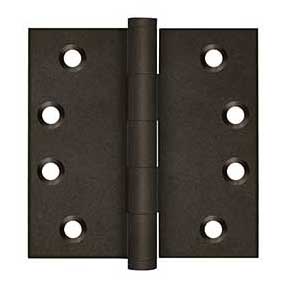 Deltana [DSB410BD] Solid Brass Door Butt Hinge - Button Tip - Square Corner - Bronze Dark Finish - Pair - 4" H x 4" W