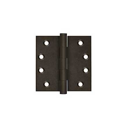 Deltana [DSB410BD] Solid Brass Door Butt Hinge - Button Tip - Square Corner - Bronze Dark Finish - Pair - 4" H x 4" W