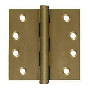 Deltana [DSB410BM] Solid Brass Door Butt Hinge - Button Tip - Square Corner - Bronze Medium Finish - Pair - 4" H x 4" W
