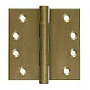 Deltana [DSB410BM] Solid Brass Door Butt Hinge - Button Tip - Square Corner - Bronze Medium Finish - Pair - 4" H x 4" W