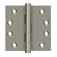 Deltana [DSB410WL] Solid Brass Door Butt Hinge - Button Tip - Square Corner - Weathered Light Finish - Pair - 4&quot; H x 4&quot; W