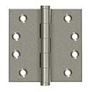 Deltana [DSB410WL] Solid Brass Door Butt Hinge - Button Tip - Square Corner - Weathered Light Finish - Pair - 4" H x 4" W