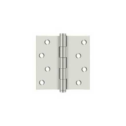 Deltana [DSB414-RZ] Solid Brass Door Butt Hinge - Button Tip - Square Corner - Zig-Zag - Residential - Polished Nickel Finish - Pair - 4&quot; H x 4&quot; W