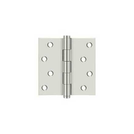 Deltana [DSB414-RZ] Solid Brass Door Butt Hinge - Button Tip - Square Corner - Zig-Zag - Residential - Polished Nickel Finish - Pair - 4&quot; H x 4&quot; W