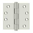 Deltana [DSB414] Solid Brass Door Butt Hinge - Button Tip - Square Corner - Polished Nickel Finish - Pair - 4" H x 4" W