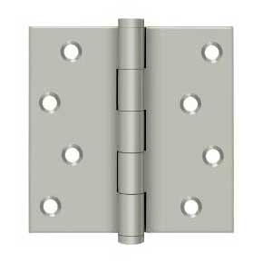 Deltana [DSB415-RZ] Solid Brass Door Butt Hinge - Button Tip - Square Corner - Zig-Zag - Residential - Brushed Nickel Finish - Pair - 4" H x 4" W