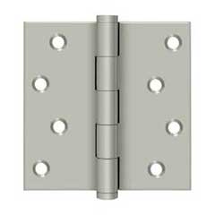 Deltana [DSB415-RZ] Solid Brass Door Butt Hinge - Button Tip - Square Corner - Zig-Zag - Residential - Brushed Nickel Finish - Pair - 4&quot; H x 4&quot; W
