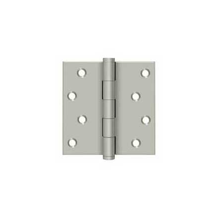 Deltana [DSB415-RZ] Solid Brass Door Butt Hinge - Button Tip - Square Corner - Zig-Zag - Residential - Brushed Nickel Finish - Pair - 4&quot; H x 4&quot; W