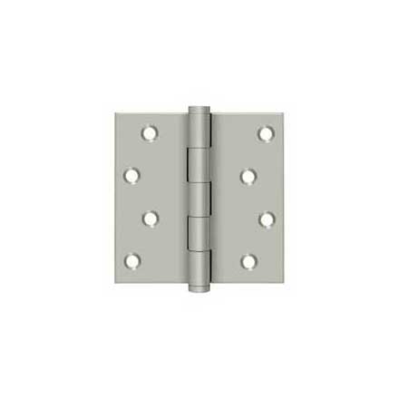 Deltana [DSB415-RZ] Solid Brass Door Butt Hinge - Button Tip - Square Corner - Zig-Zag - Residential - Brushed Nickel Finish - Pair - 4&quot; H x 4&quot; W