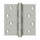 Deltana [DSB415-RZ] Solid Brass Door Butt Hinge - Button Tip - Square Corner - Zig-Zag - Residential - Brushed Nickel Finish - Pair - 4" H x 4" W