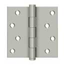 Deltana [DSB415-RZ] Solid Brass Door Butt Hinge - Button Tip - Square Corner - Zig-Zag - Residential - Brushed Nickel Finish - Pair - 4&quot; H x 4&quot; W