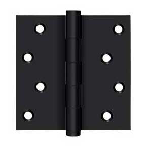Deltana [DSB419-RZ] Solid Brass Door Butt Hinge - Button Tip - Square Corner - Zig-Zag - Residential - Paint Black Finish - Pair - 4" H x 4" W