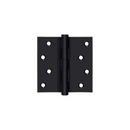 Deltana [DSB419-RZ] Solid Brass Door Butt Hinge - Button Tip - Square Corner - Zig-Zag - Residential - Paint Black Finish - Pair - 4&quot; H x 4&quot; W