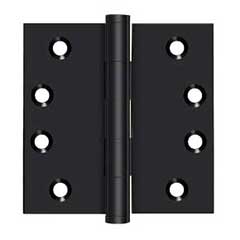 Deltana [DSB419] Solid Brass Door Butt Hinge - Button Tip - Square Corner - Paint Black Finish - Pair - 4&quot; H x 4&quot; W