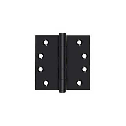 Deltana [DSB419] Solid Brass Door Butt Hinge - Button Tip - Square Corner - Paint Black Finish - Pair - 4&quot; H x 4&quot; W