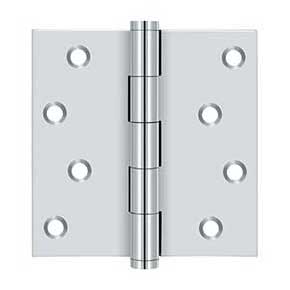 Deltana [DSB426-RZ] Solid Brass Door Butt Hinge - Button Tip - Square Corner - Zig-Zag - Residential - Polished Chrome Finish - Pair - 4" H x 4" W