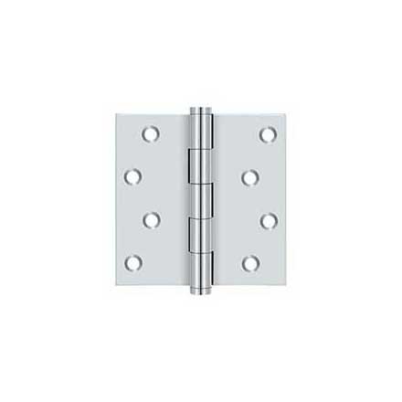 Deltana [DSB426-RZ] Solid Brass Door Butt Hinge - Button Tip - Square Corner - Zig-Zag - Residential - Polished Chrome Finish - Pair - 4&quot; H x 4&quot; W