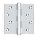Deltana [DSB426-RZ] Solid Brass Door Butt Hinge - Button Tip - Square Corner - Zig-Zag - Residential - Polished Chrome Finish - Pair - 4" H x 4" W