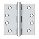Deltana [DSB426] Solid Brass Door Butt Hinge - Button Tip - Square Corner - Polished Chrome Finish - Pair - 4" H x 4" W