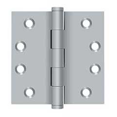 Deltana [DSB426D] Solid Brass Door Butt Hinge - Button Tip - Square Corner - Brushed Chrome Finish - Pair - 4&quot; H x 4&quot; W