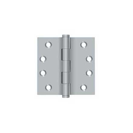 Deltana [DSB426D] Solid Brass Door Butt Hinge - Button Tip - Square Corner - Brushed Chrome Finish - Pair - 4&quot; H x 4&quot; W