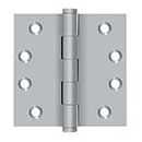 Deltana [DSB426D] Solid Brass Door Butt Hinge - Button Tip - Square Corner - Brushed Chrome Finish - Pair - 4&quot; H x 4&quot; W