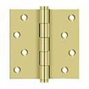 Deltana [DSB43-RZ] Solid Brass Door Butt Hinge - Button Tip - Square Corner - Zig-Zag - Residential - Polished Brass Finish - Pair - 4&quot; H x 4&quot; W