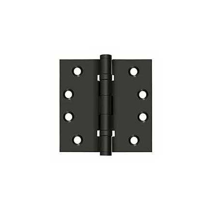 Deltana [DSB4B10B] Solid Brass Door Butt Hinge - Ball Bearing - Button Tip - Square Corner - Oil Rubbed Bronze Finish - Pair - 4&quot; H x 4&quot; W