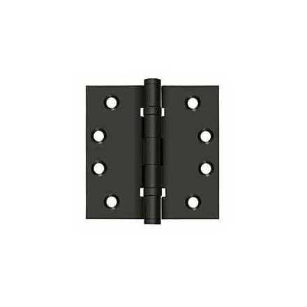 Deltana [DSB4B10B] Solid Brass Door Butt Hinge - Ball Bearing - Button Tip - Square Corner - Oil Rubbed Bronze Finish - Pair - 4&quot; H x 4&quot; W