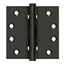 Deltana [DSB4B10B] Solid Brass Door Butt Hinge - Ball Bearing - Button Tip - Square Corner - Oil Rubbed Bronze Finish - Pair - 4&quot; H x 4&quot; W