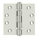 Deltana [DSB4B14] Solid Brass Door Butt Hinge - Ball Bearing - Button Tip - Square Corner - Polished Nickel Finish - Pair - 4&quot; H x 4&quot; W
