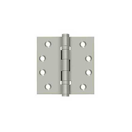 Deltana [DSB4B15A] Solid Brass Door Butt Hinge - Ball Bearing - Button Tip - Square Corner - Antique Nickel Finish - Pair - 4&quot; H x 4&quot; W