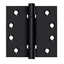 Deltana [DSB4B19] Solid Brass Door Butt Hinge - Ball Bearing - Button Tip - Square Corner - Paint Black Finish - Pair - 4" H x 4" W