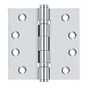 Deltana [DSB4B26] Solid Brass Door Butt Hinge - Ball Bearing - Button Tip - Square Corner - Polished Chrome Finish - Pair - 4&quot; H x 4&quot; W