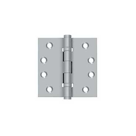 Deltana [DSB4B26D] Solid Brass Door Butt Hinge - Ball Bearing - Button Tip - Square Corner - Brushed Chrome Finish - Pair - 4&quot; H x 4&quot; W