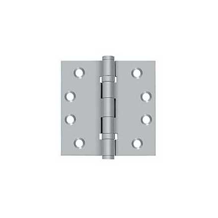 Deltana [DSB4B26D] Solid Brass Door Butt Hinge - Ball Bearing - Button Tip - Square Corner - Brushed Chrome Finish - Pair - 4&quot; H x 4&quot; W