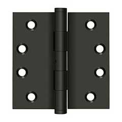 Deltana [DSB4N10B] Solid Brass Door Butt Hinge - Non-Removable Pin - Button Tip - Square Corner - Oil Rubbed Bronze Finish - Pair - 4&quot; H x 4&quot; W