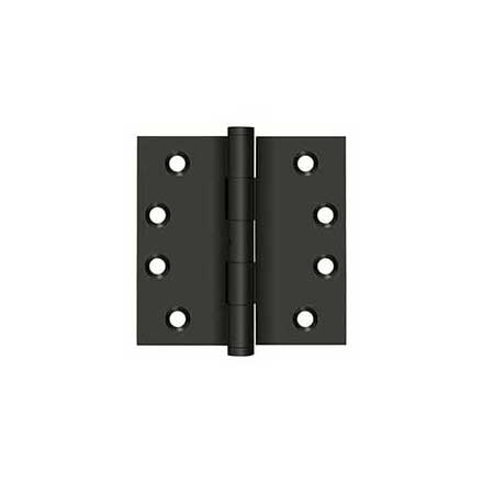 Deltana [DSB4N10B] Solid Brass Door Butt Hinge - Non-Removable Pin - Button Tip - Square Corner - Oil Rubbed Bronze Finish - Pair - 4&quot; H x 4&quot; W