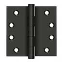 Deltana [DSB4N10B] Solid Brass Door Butt Hinge - Non-Removable Pin - Button Tip - Square Corner - Oil Rubbed Bronze Finish - Pair - 4&quot; H x 4&quot; W