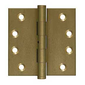 Deltana [DSB4N10BM] Solid Brass Door Butt Hinge - Non-Removable Pin - Button Tip - Square Corner - Bronze Medium Finish - Pair - 4" H x 4" W