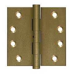 Deltana [DSB4N10BM] Solid Brass Door Butt Hinge - Non-Removable Pin - Button Tip - Square Corner - Bronze Medium Finish - Pair - 4&quot; H x 4&quot; W