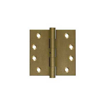 Deltana [DSB4N10BM] Solid Brass Door Butt Hinge - Non-Removable Pin - Button Tip - Square Corner - Bronze Medium Finish - Pair - 4&quot; H x 4&quot; W