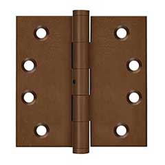 Deltana [DSB4N10BR] Solid Brass Door Butt Hinge - Non-Removable Pin - Button Tip - Square Corner - Bronze Rust Finish - Pair - 4&quot; H x 4&quot; W