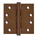 Deltana [DSB4N10BR] Solid Brass Door Butt Hinge - Non-Removable Pin - Button Tip - Square Corner - Bronze Rust Finish - Pair - 4&quot; H x 4&quot; W