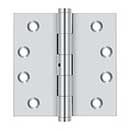 Deltana [DSB4N26] Solid Brass Door Butt Hinge - Non-Removable Pin - Button Tip - Square Corner - Polished Chrome Finish - Pair - 4" H x 4" W