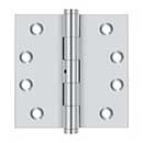 Deltana [DSB4N26] Solid Brass Door Butt Hinge - Non-Removable Pin - Button Tip - Square Corner - Polished Chrome Finish - Pair - 4&quot; H x 4&quot; W